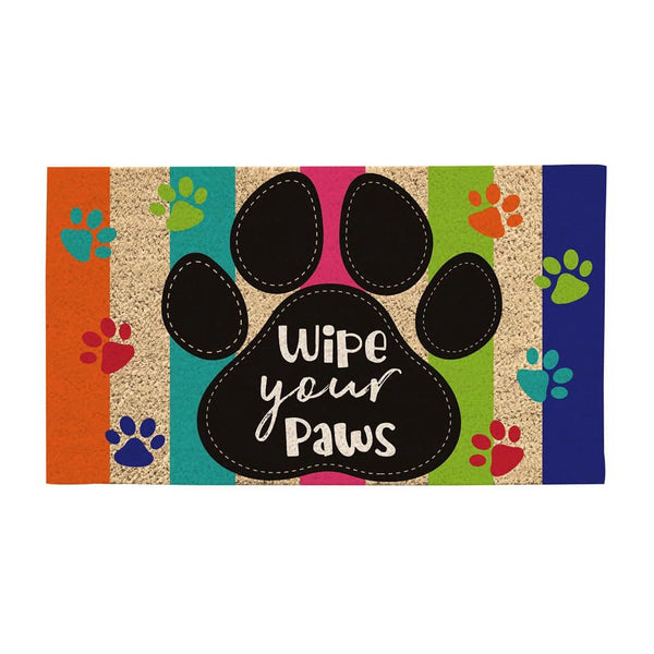 "Wipe Your Paws" Colorful Coir Doormat - The Flag Lady