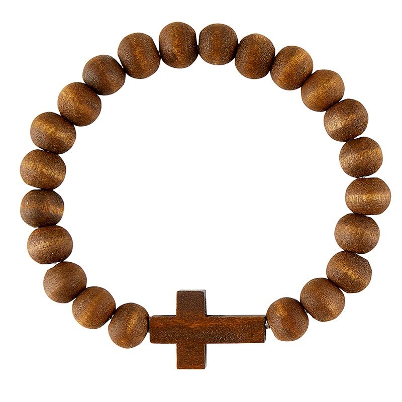 Wood Bead Bracelet - Blue, Natural, Dark Brown - The Flag Lady