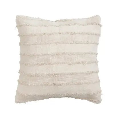 Woven Cotton Striped Pillow Beige w Poly Fill - The Flag Lady