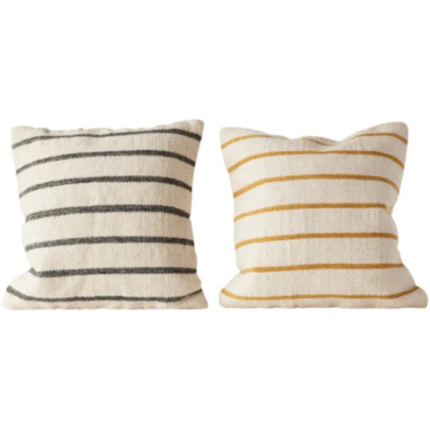 Woven Wool Blend Striped Pillow (2 Color) Poly Fill - The Flag Lady