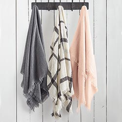 Wrapped in Love Scarf - Plaid, Grey, Blush - The Flag Lady