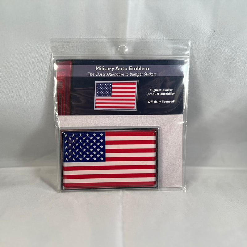 CHROME AUTO EMBLEM US FLAG