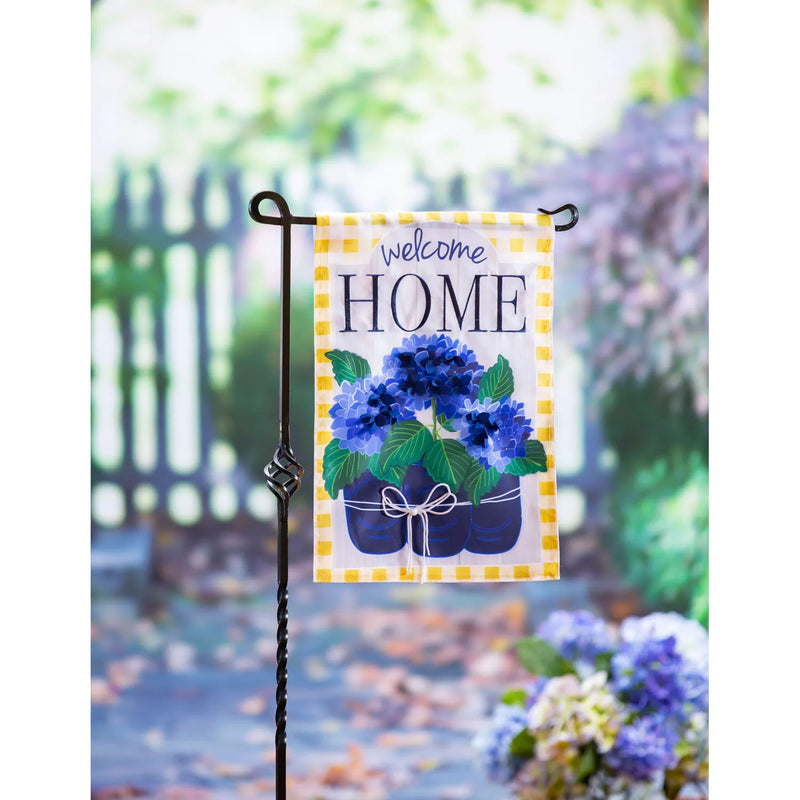 Welcome Home Hydrangeas Applique Garden Flag